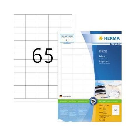 Universaletikett PREMIUM 38,1 x 21,2 mm (B x H) nicht wieder ablösbar Papier weiß 13.000 Etik./Pack. (1/4)