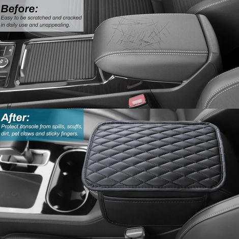 Copertura per console centrale auto in similpelle microfibra di qualità superiore con 2 tasche portaoggetti. (1/4)