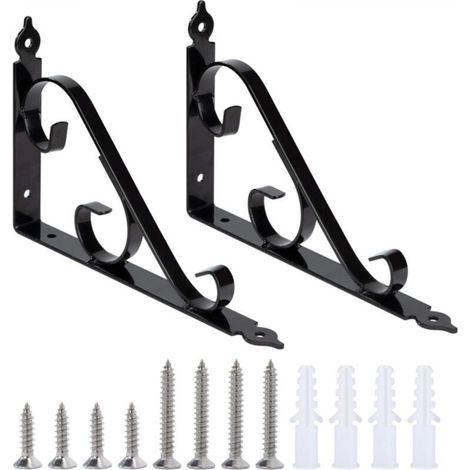 Metal Wall Mount Shelf Bracket, 90 Degree Triangular Angle Bracket, Multifunctional Shelf Support with Screws for Gardening, Bathroom, Kitchen, 250mm x 164mm, 1 Pair (Black) (1/5)