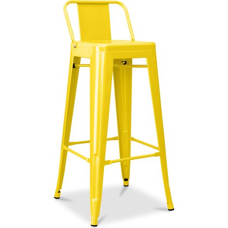Barhocker mit Rückenlehne - Industriedesign - 76cm - New Edition - Stylix Gelb