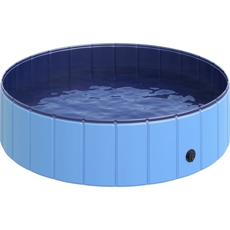 PawHut Hundepool, faltbares Becken, Abflussstopfen, rutschfester Boden, 1,20 m Durchmesser, Blau