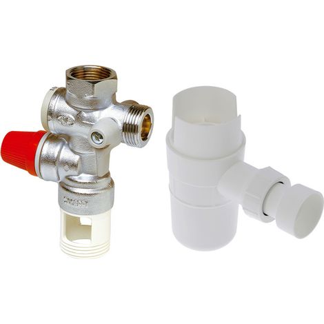 Thermador – Pack groupe de sécurité vertical chromé 3/4'' – Siphon DN32 – Protection chauffe-eau jusqu'à 10 kW – Pression de tarage 7 bar (1/4)