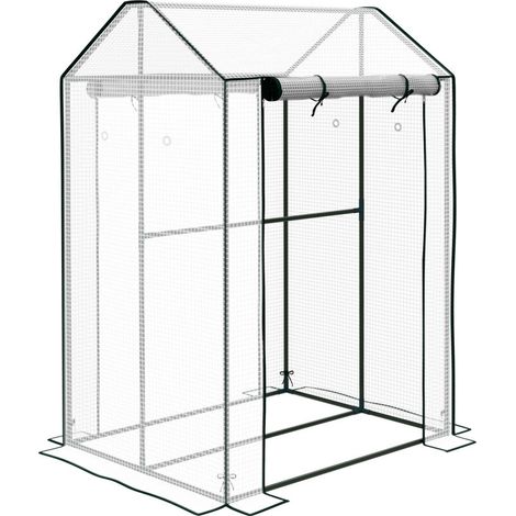 Serre tunnel à double porte, résistante au vent, pour la culture de tomates, blanche, 100 x 80 x 150 cm, idéale pour le jardin et le balcon.