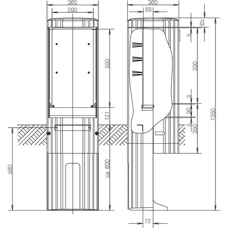 ABN Freiluftsäule M-Platte FB1BH3,H=1350mm SL135P