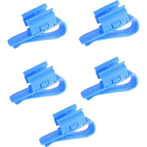 Lot de 5 clips de fixation pour tuyau de changement d'eau d'aquarium, compatible avec les aquariums à tortues. Support de fixation pour tuyau de vidange, pince à verre, bleu. (1/5)