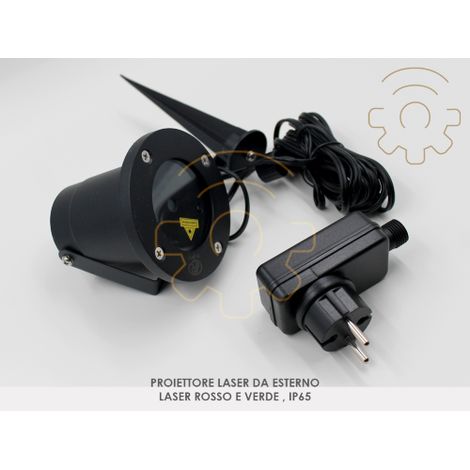 Proiettore laser da esterno colore verde e rosso con staffa con picchetto