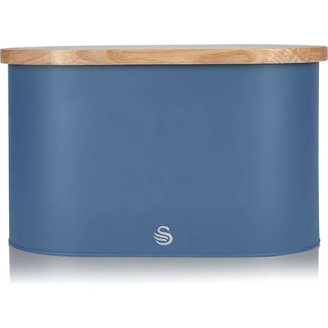 SWAN Nordic Nordic Boîte à Pain Planche à Découper en Bambou Couvercle Bread Bin Moderne Bleu (1/5)