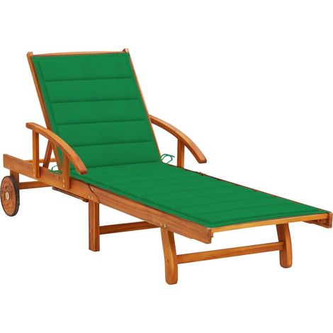 Chaise longue de jardin avec coussin Bois d'acacia solide