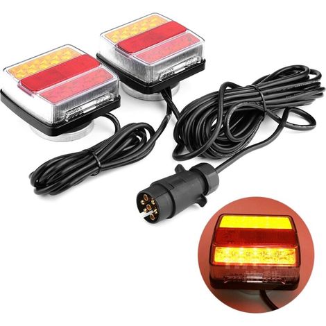 [NEVER USED] Pair of 12V magnetic LED safety lights for trailer, truck, car, etc.