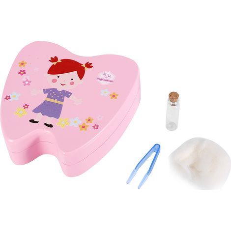 Boîte à Dents de Bébé en Bois - Coffret Souvenir pour Dents de Lait Fille Rose - Organisateur Mémoire Enfantine (1/5)
