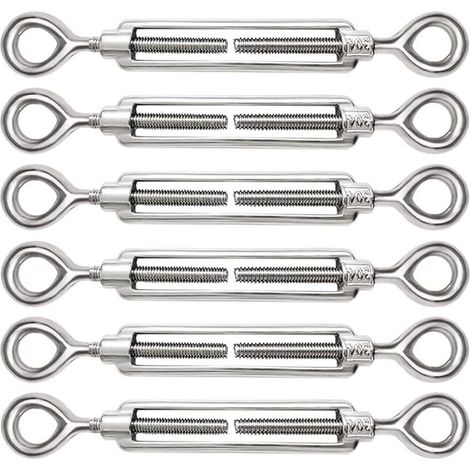 6-teiliges M5-Kabelspannschloss-Set, verstellbare Kabelspannschlossöse und -auge aus Edelstahl 304 für Drahtspanner, Stahlseil, Seilhaken, Spannerzubehör (1/5)