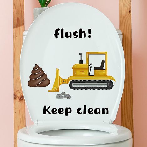 2pcs Autocollants Slogan Pour La Chasse D'eau, Sticker Mural Drle Pour Wc, Salle De Bain, Cuisine, Pvc (1/4)