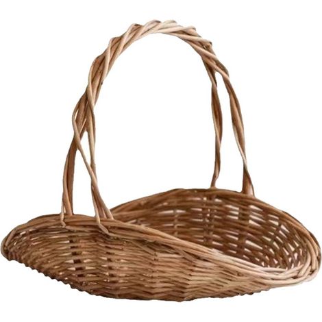 Cesto portaoggetti in legno intrecciato a mano, cesto da parete portatile con maniglia, contenitore per il giardino, elemento decorativo per la casa. (1/5)