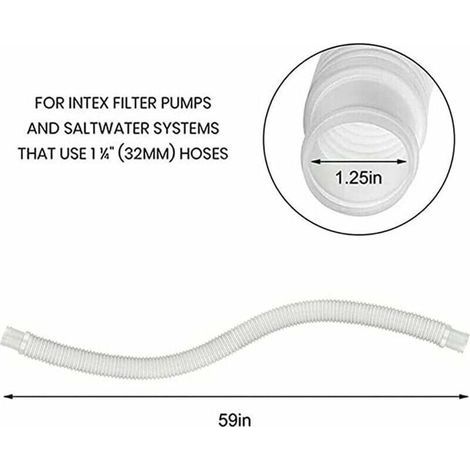 Poolschlauch, 2-teiliger 32-mm-Schlauch für Aufstellpools, 150 cm/59 Zoll Schlauch für Poolpumpen mit 330 GPH, 530 GPH und 1000 GPH (1/4)