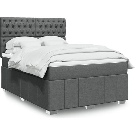 Boxspringbett mit Matratze Dunkelgrau 160x200 cm Stoff