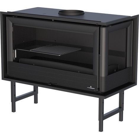 Insert à bois 2 vitres ventilé canalisable - BRONPI Paris 90 ED 13 kW  Avec kit air - Porte fonte - sans vitre sérigraphiée (1/5)