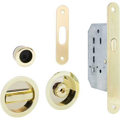 Kit puerta corredera picaporte condena uñeros dorado brillo 16mm (1/3)
