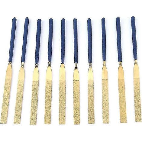 Lot de 10 limes diamantées haute résistance à l'usure, aiguilles diamantées, limes plates bleues, grain 5180, outil de réparation de bijoux (1/3)