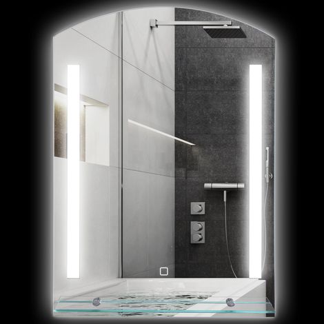 Miroir de salle de bain avec éclairage LED, élégant et de haute qualité, verre, aluminium, plastique, 50 cm (L) x 12 cm (l) x 70 cm (H) (1/5)