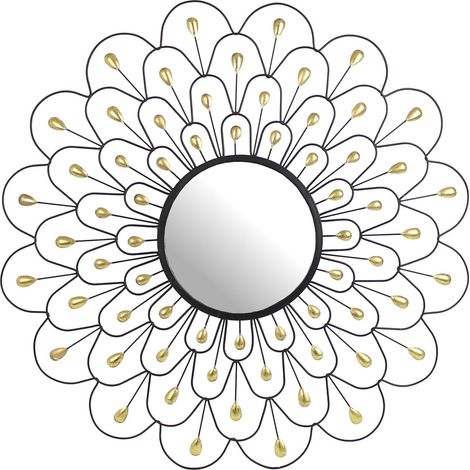 Miroir rond déco paon 90 cm (1/2)