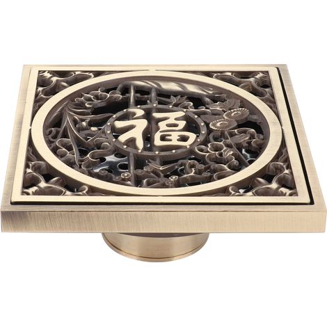Grille de sol en cuivre antique, ensemble d'évacuation de douche avec couvercle et filtre, fourniture pour salle de bain, 10x10cm