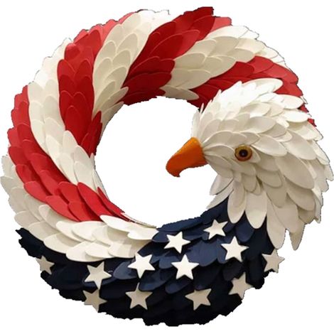 Couronne de porte Americana Aigle pour 4 Juillet, Décorations d'été patriotiques, Ornement mural en forme d'aigle, Guirlande saisonnière, 1 pièce (1/5)