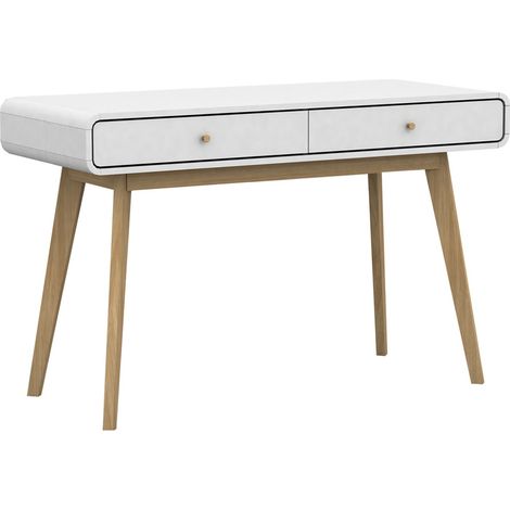CassieBureau avec 2 tiroirs en mélaminé blanc (1/5)