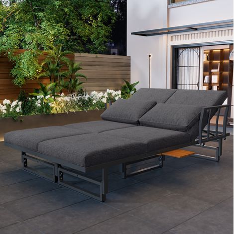 canapé salon table réglable modulable fer bois gris HAVRYA (1/5)