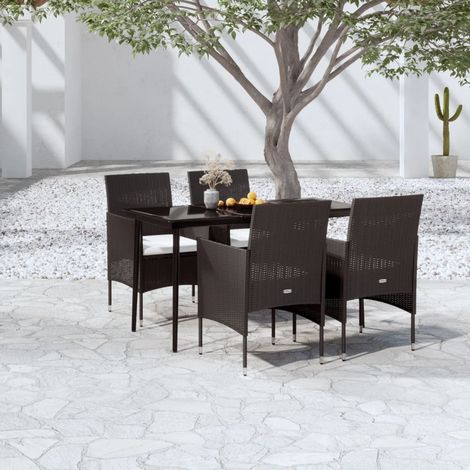 FIMEI Mobilier de salle à manger de jardin avec coussins 5 pcs Noir (1/5)