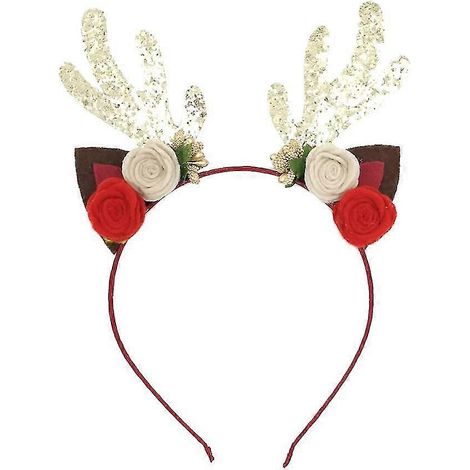 1 paquet de serre-têtes en forme de fleur de bois de cerf, accessoire de tête pour enfants, serre-tête pour fête costumée de Noël (5) (1/5)