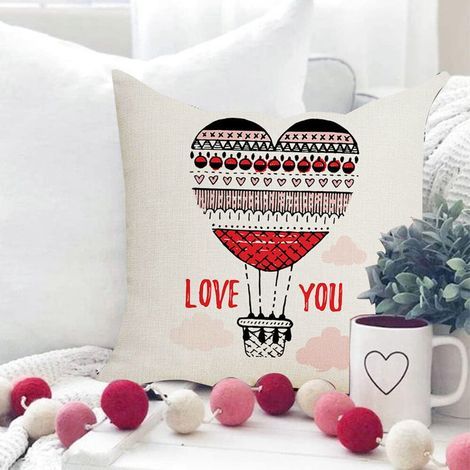 Taie d'oreiller carrée douce décorée de cœurs pour la Saint-Valentin, 45 x 45 cm, pour canapé ou extérieur. (1/5)