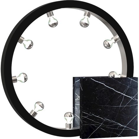 Lampe sur pied art déco en marbre noir chromé, cercle lumineux 9xE14 40W Cassiopeia Milagro (1/5)
