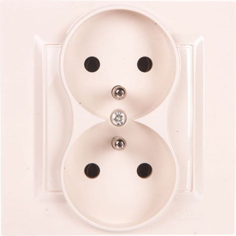 Simon 10 Doppelsteckdose mit/mit Monoblock 16A, 250V creme CGZ2/41