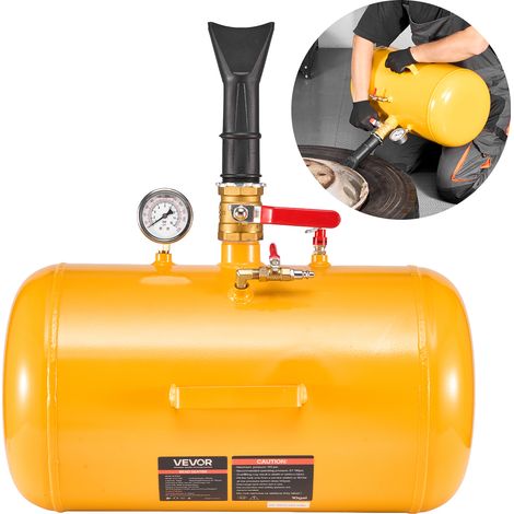VEVOR Strumento per Rimozione dei Talloni dei Pneumatici per Impieghi Gravosi, Pressione 0,6 a 0,8 MP, 37,9 L, Gonfiatore ad Aria Compressa per ATV, Trattori, Pick-Up, Camion, Jeep, Giallo