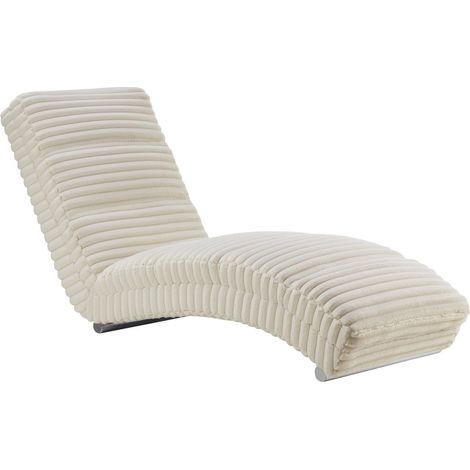Chaise longue méridienne en velours côtelé pelucheux beige pour salon et chambre - PANGIVO (1/5)