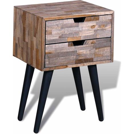 Maison Exclusive - Comodino con 2 Cassetti in Legno di Recupero di Teak (1/5)