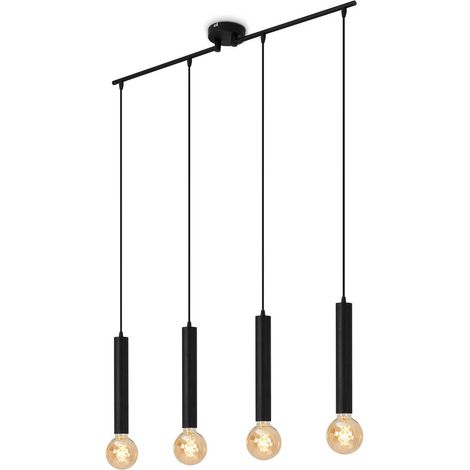 Briloner Leuchten LONGA - Pendelleuchten - 4031045 - Black Steel - 4-flammig - E27 Fassung max. 60 Watt - 85 x 10 x 110 cm