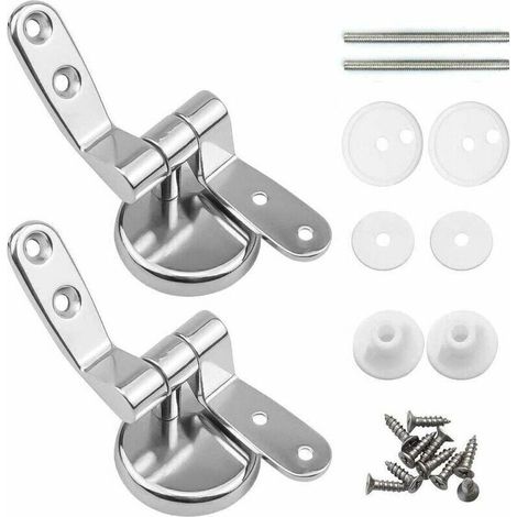 Attaches Charnière Abattant WC, Lot de 2 Charnières de Rechange pour Lunette de Toilette avec Fixations en Alliage de Zinc