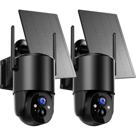 Caméra Surveillance WiFi Exterieure sans Fil Solaire: Caméra de Surveillance Extérieur Batterie 360° Rotation de Sécurité Camera Exterieur sans Fil avec Panneau Solaire PIR Alarme IP66 (1/5)