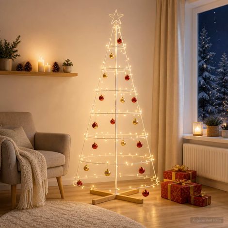 vidaXL Árbol Cono de Navidad KUOPIO 180 cm Acero Blanco (1/5)