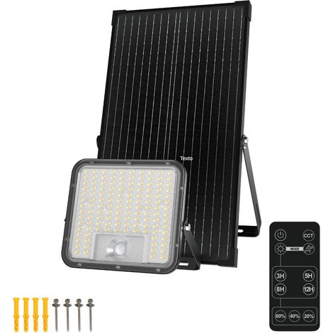 Proyector LED Solar 30W IP65 con Sensor, Panel Solar y CCT ajustable con Mando (1/5)