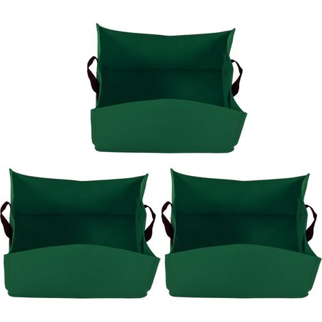 3-teiliges Set dicker, vliesstoffhaltiger Pflanzsäcke für Gemüse und Gartenarbeit mit Tragegriffen, 40 x 30 x 20 cm, Grasgrün (1/5)