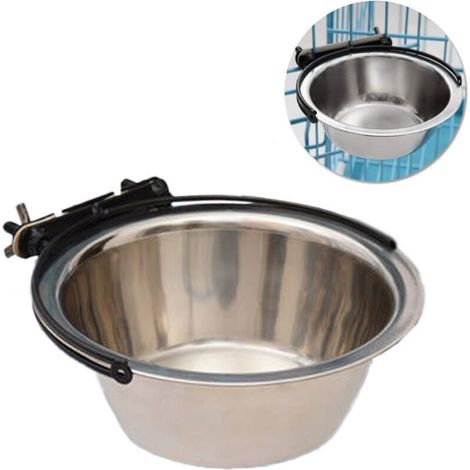 Gamelle pour chien, gamelle à suspendre pour animaux de compagnie anti déversement en acier inoxydable bols à eau amovibles pour chat, lapin, oiseau, bassin à nourriture [XL] (1/4)