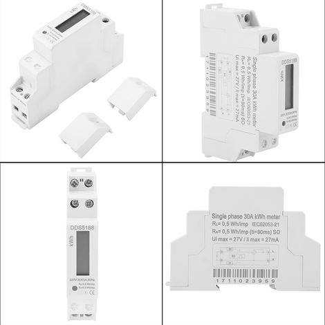 Compteur d'énergie monophasé 1P sur rail DIN DDS5188, 5-30 A (1/4)