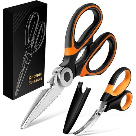 Forbici da carne - Forbici da cucina - Set di 2 forbici per uso domestico, set di forbici affilate in acciaio inossidabile - Forbici per pollame da 21 cm per adulti - Forbici da cucina multiuso - Forb (1/5)