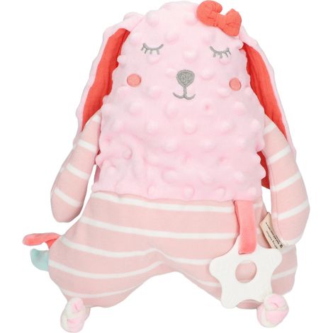 Couverture réconfortante bébé rose douce lapin animal, poupée apaisante sécurité, jouet en peluche câlin pour nouveau-né. (1/5)