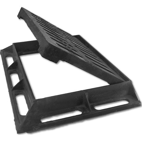 Grille de Drain avec Cadre en Fonte Ductile 280x180 mm Ouverture Libre, B125 Rectangulaire, Grille de Caniveau pour Allée et Cour, Dimensions Totales 380x250x40 mm (1/5)