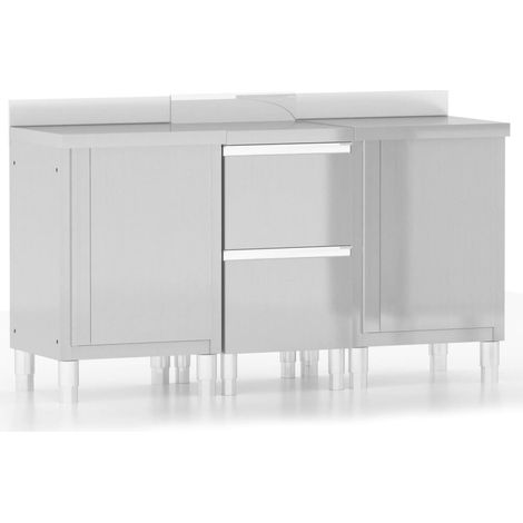 Armoires de cuisine commerciale 3 pcs Design moderne, Armoire Etagère de rangement, Acier inoxydable OIB5741E (1/5)