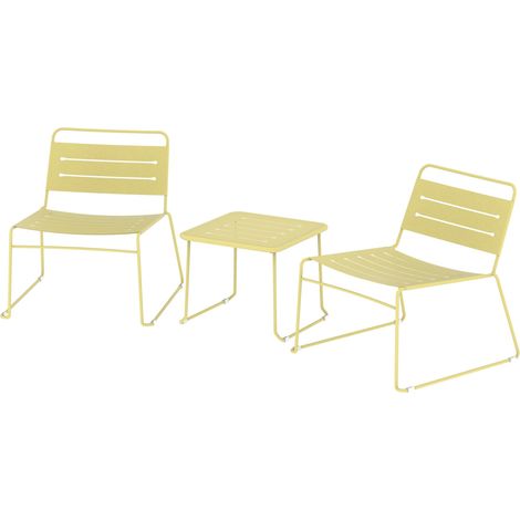 Conjunto de muebles de jardín de 3 piezas acero amarillo vainilla 030009416 (1/4)