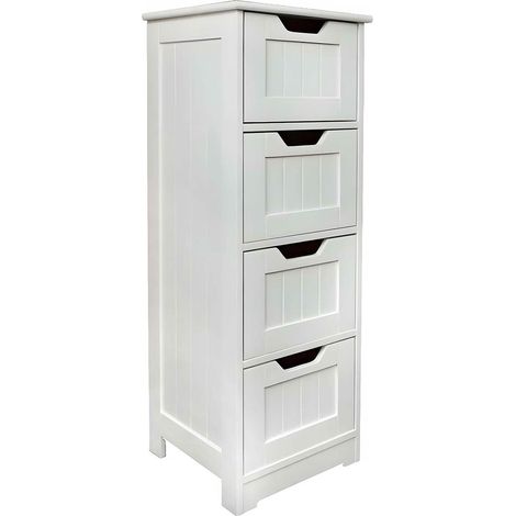 Mobiletto da bagno moderno, stretto e bianco per cosmetici e accessori, 30x30x81 BR2We (1/5)